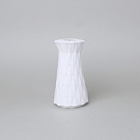 Vase mini Diamond White (shape 3), White + Black Dots, 13 cm, Goldfinger Porcelain