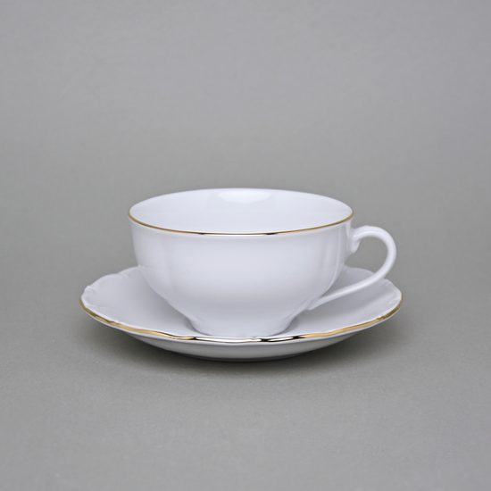 Cup low 200 ml + saucer 14,5 cm, HC001 gold line, Elizabeth