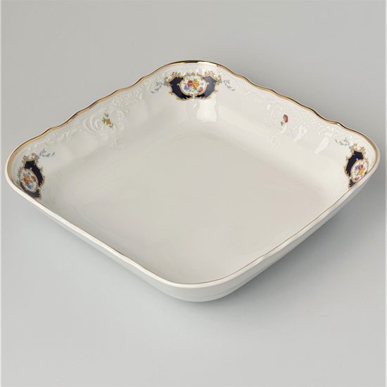 Bowl square 25 cm, Thun 1794 Carlsbad porcelain, BERNADOTTE arms