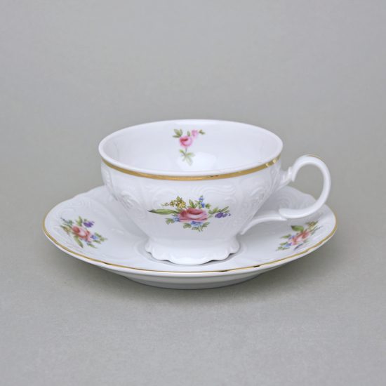 Šálek a podšálek čajový 205 ml / 16 cm, Thun 1794, karlovarský porcelán, BERNADOTTE míšeňská růže