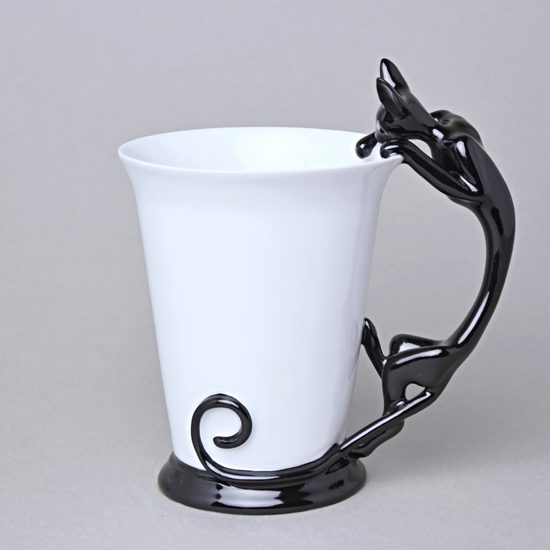 Mug Sphinx with a Cat, 400 ml, Black, Goldfinger porcelain