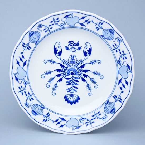 Talíř mělký 24 cm, Rak, (i na zeď), Cibulák, originální z Dubí