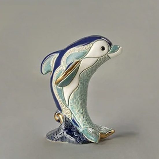 De Rosa - Baby Dolphin On Wave, Ceramic Figure, De Rosa Montevideo