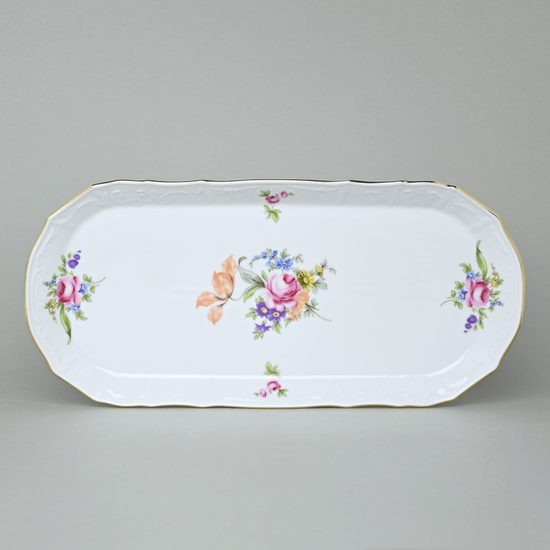 Tray square 37 cm, Thun 1794 Carlsbad porcelain, BERNADOTTE Meissen Rose