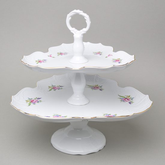 Compartment dish 2 pcs. triangular bowls, v. 35 cm, Thun 1794 Carlsbad Porcelain, BERNADOTTE Meissen Rose