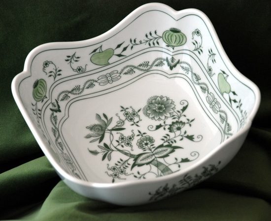 Bowl salad square 21 cm, Green Onion Pattern, Cesky porcelan a.s.