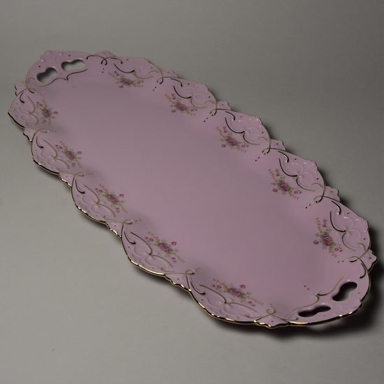 Podnos 50 cm, Adélka 163, Růžový porcelán z Chodova