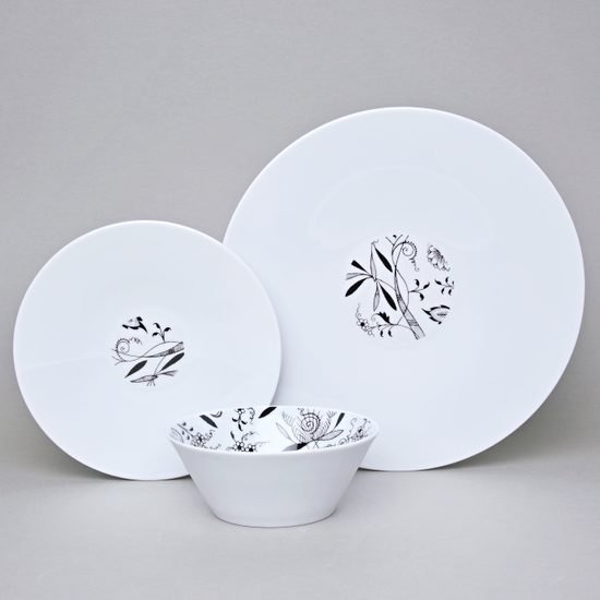 Bohemia black: Dining set 12 pcs., design by Jiri Pelcl, Cesky porcelain a.s.