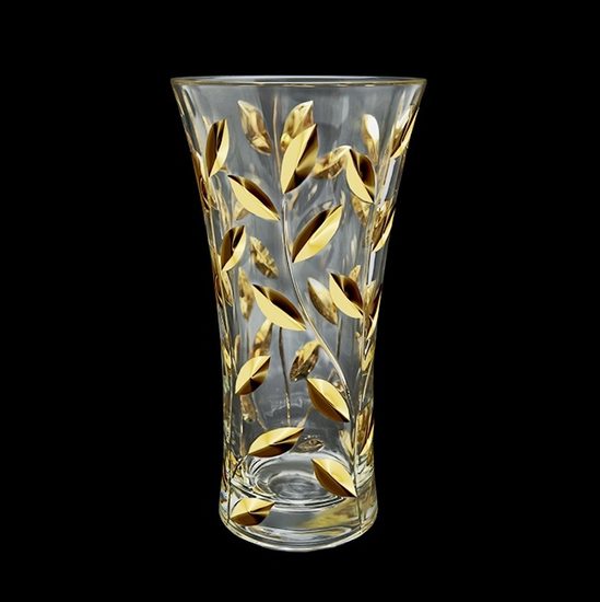 Astra Gold: Vase 30 cm, Golden leafs, crystal, Laurus