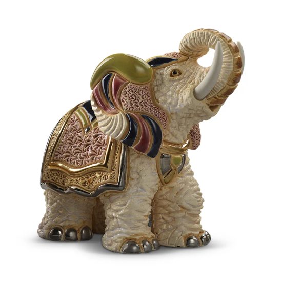 De Rosa - White Indian Elephant, 12 x 7 x 12 cm, Ceramic Figure, De Rosa Montevideo