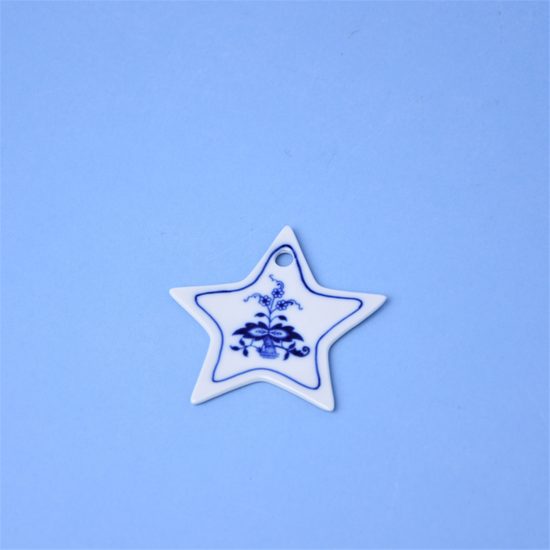 Christmass decoratin Star - flat 7,3 cm, original Blue Onion pattern