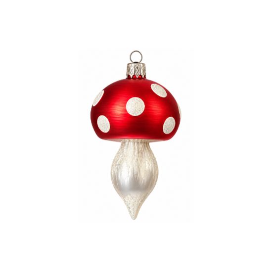 Christmas Glass Fly Agaric Mushroom Ornament (Large), 9 cm, Czech Ornaments MIJA