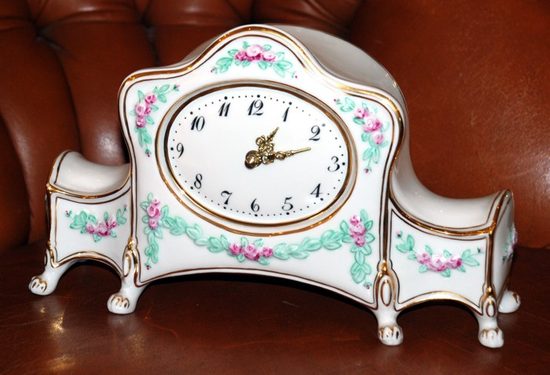 Empire style clock Komtesa 27 x 9 x 17 cm, White plus Gold, Clocks