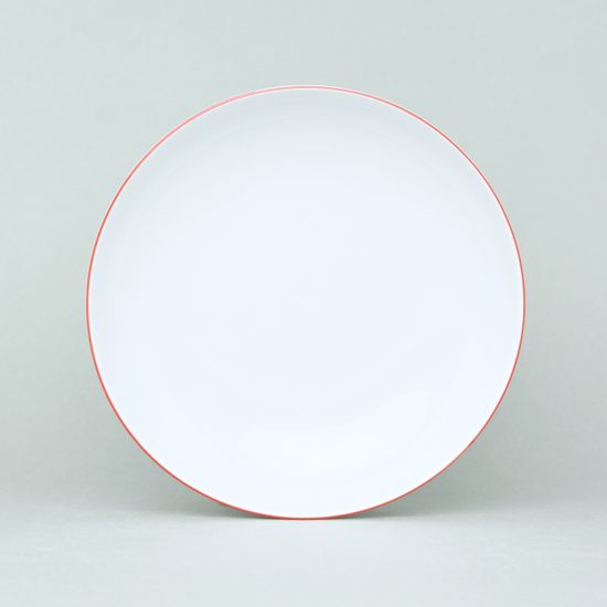 Plate deep 20,5 cm, Thun 1794 Carlsbad porcelain, TOM red