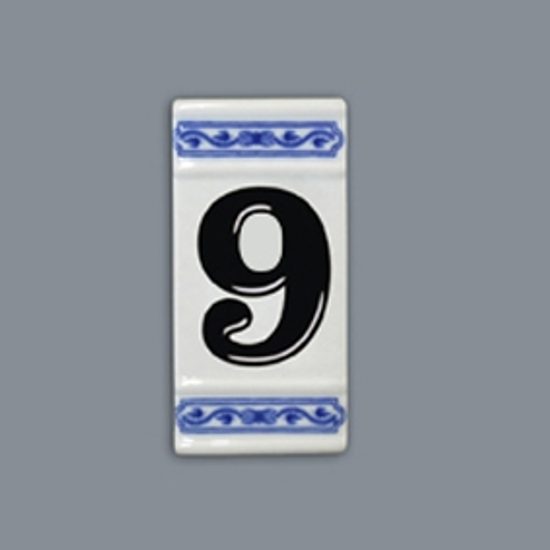 House number "9" - porcelain 8 x 55 x 110 mm