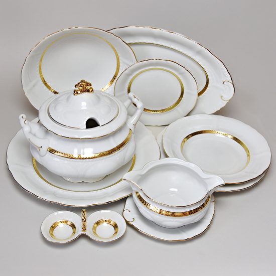 Dining set for 6 persons, Sonata, gold braid, Leander 1907