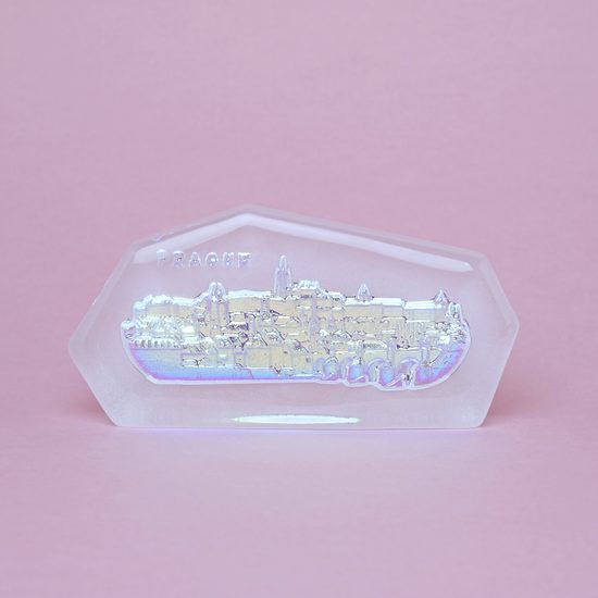 Těžítko/plaketa PRAHA, dekor č.6 - Malá Strana, Sklárna Janov