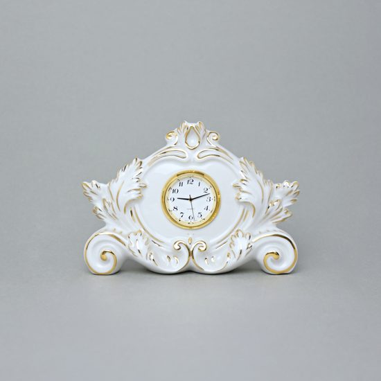 Clock Largo small 12 x 5 x 9 cm, White + Gold, Clock Duchcov