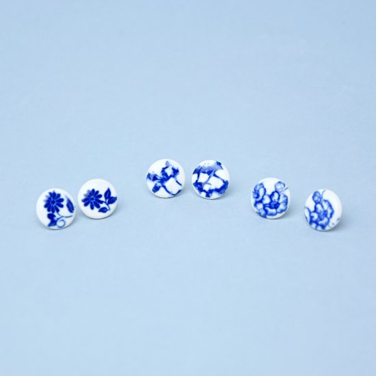 Earrings: Dots - Blue Decors, 3 variants, Porcelain Jewels Studio Mallys