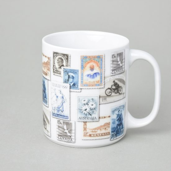 Mug Big 0,45 l, postage stamps, Thun 1794 Carlsbad porcelain