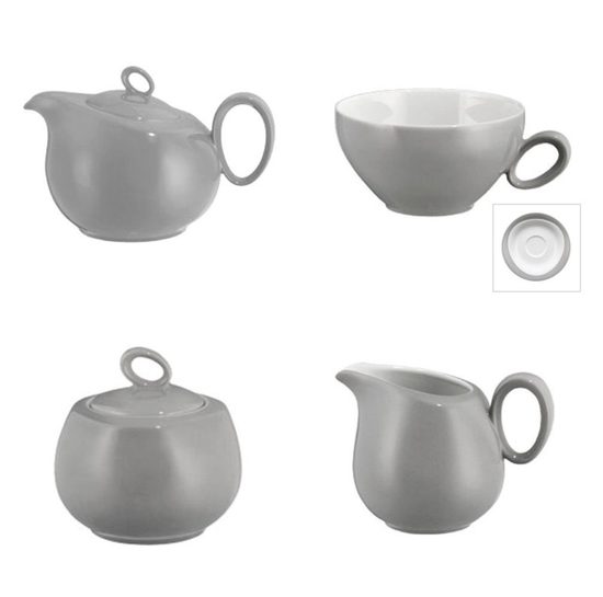 Tea set for 6 persons (15 Pcs), Trio 23613 Stone Grey, Seltmann Porcelain