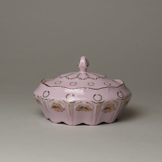 Dóza oválná 10,7 cm, Lenka 527, Růžový porcelán z Chodova