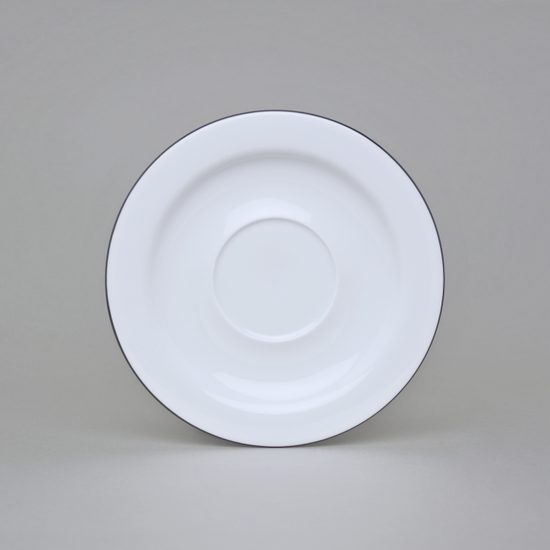Olga: Podšálek 19 cm s černou linkou, Český porcelán a.s.