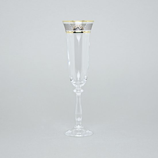 Angela 190 ml, sklenička na šampaňské, platina + zlato, 1 ks., Bohemia Crystalex