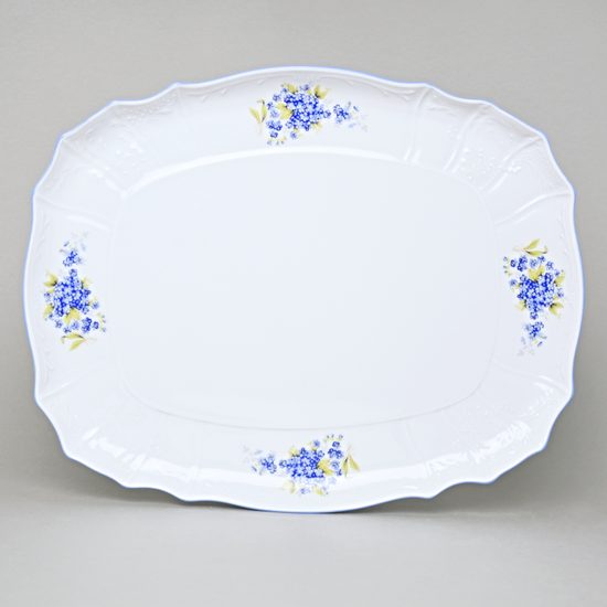 Tray 40 cm, Thun 1794 Carlsbad porcelain, BERNADOTTE Forget-me-not-flower