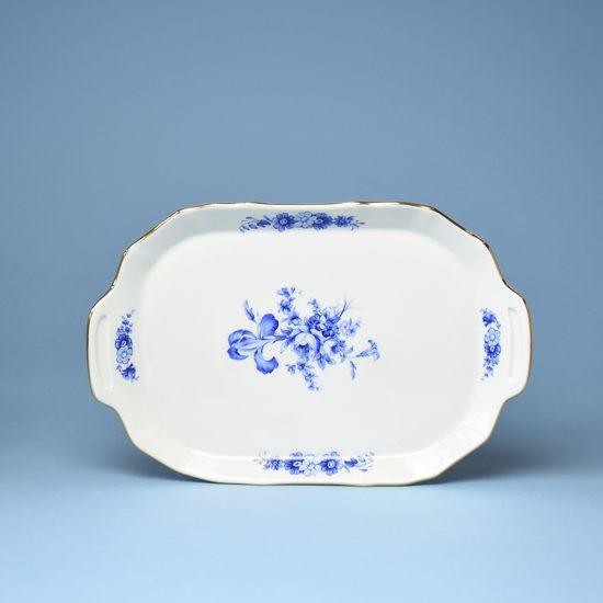 Tray Edged w/handles 230 mm, Thun 1794 Carlsbad porcelain, BERNADOTTE blue rose