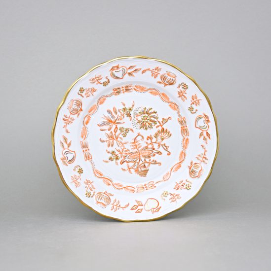 Elegance: Talíř dezertní 19 cm, zlato + oranžová, Vilém Janoušek, Český porcelán a.s