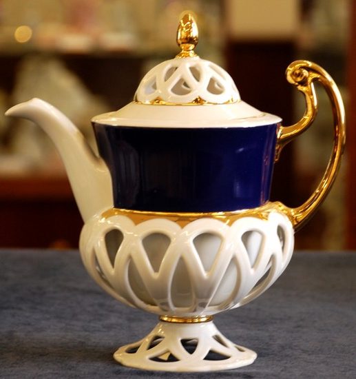 Konvice kávová 0,57 l, Byzant 404 modrý, Růžový porcelán z Chodova