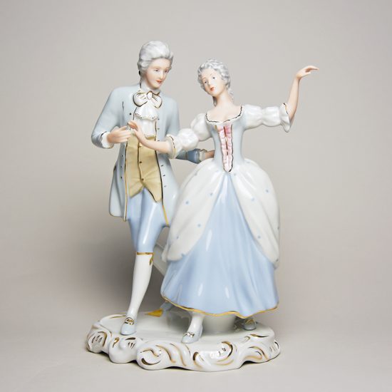 Dancing Couple Rococo 16 x 13 x 23 cm, Porcelain Figures Duchcov