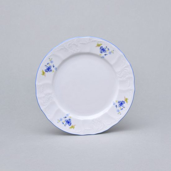 Plate dessert 19 cm, Thun 1794 Carlsbad porcelain, BERNADOTTE Forget-me-not-flower