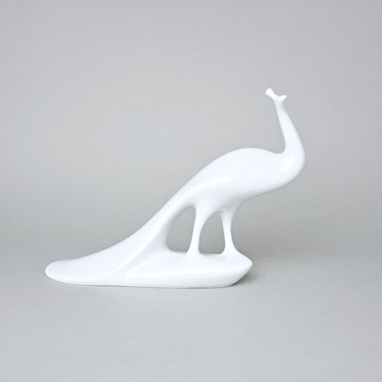 Páv 25 x 7,3 x 18 cm, bílé, Porcelánové figurky Duchcov