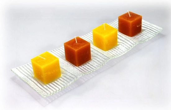 Advent Glass candlestick PALMER, white stripes, 36x12 cm, BDK - Glass