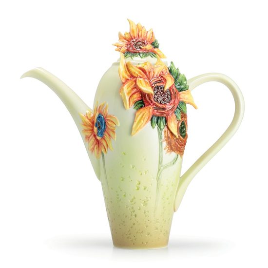 Van Gogh Sunflowers design sculptured porcelain teapot 24 cm, FRANZ Porcelain