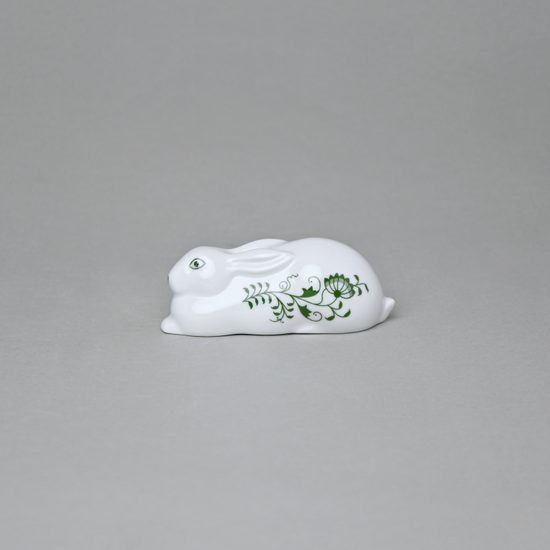 Zajíc ležící 10 cm, Cibulák zelený, originální z Dubí