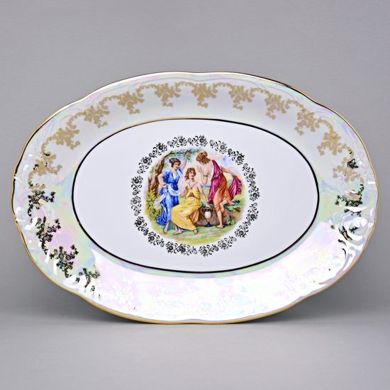 Dish oval 38 cm, The Three Graces + gold, Carlsbad porcelain