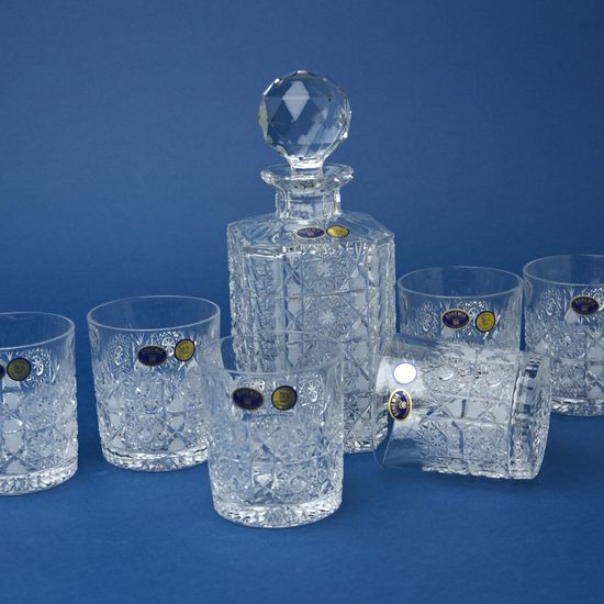 Whisky set pro 6 osob, brus Maia, Bohemia Crystal