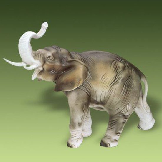 Elephant (size 5) 50 x 25 x 33,5 cm, Pastel, Porcelain Figures Duchcov