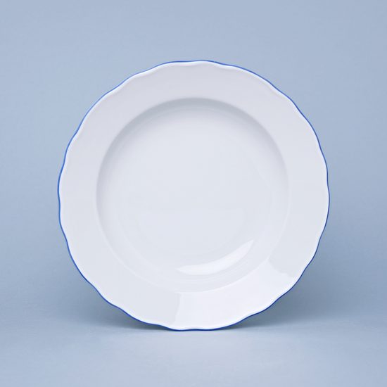 Plate deep 21 cm, Cesky porcelan a.s., blue line