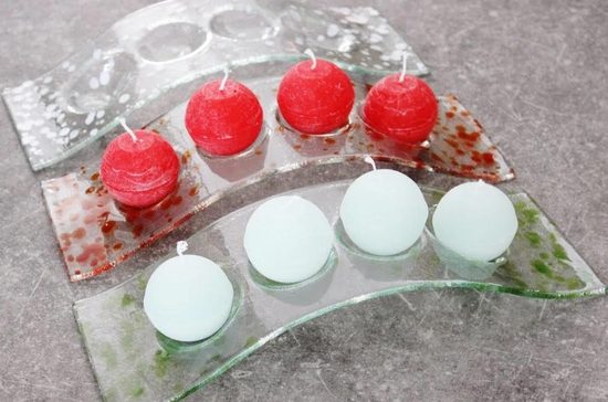 Advent Glass candlestick FLY, clear + colored splashes, 38x13 cm, BDK - Glass