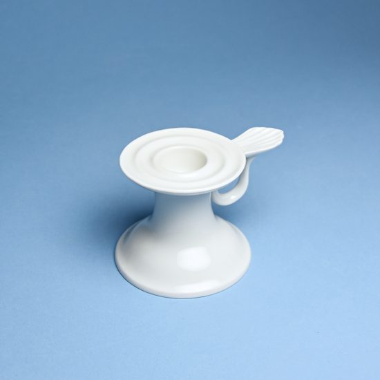 Candleholder 1991 with handle 6,5 cm, White Porcelain, Cesky porcelan a.s.