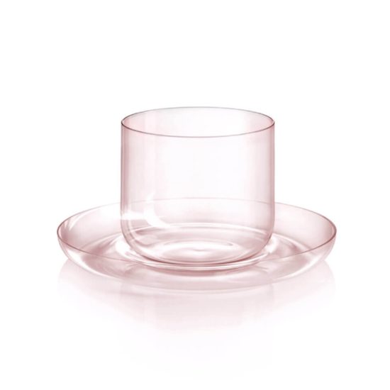 Cup 265 ml + saucer 135 mm DROP for cappuccino, Rosaline, Kvetna 1794 Glassworks