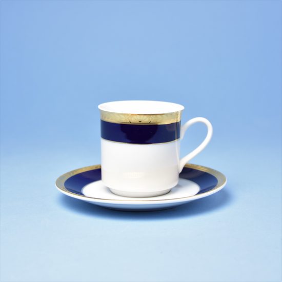 Cup 150 ml coffee + saucer 135 mm, Sabina, cobalt blue plus gold, Leander 1907