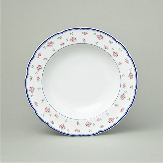 Plate deep 23 cm, Thun 1794 Carlsbad porcelain, Rose 80283