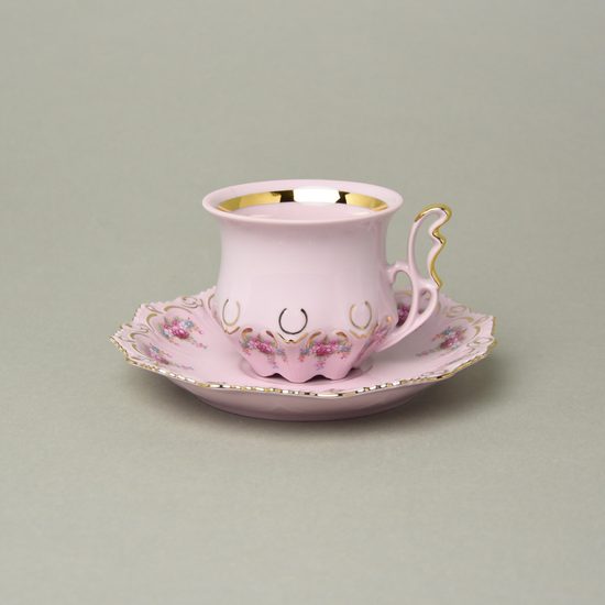 Cup 120 ml and saucer coffee 14 cm, Lenka 563, Rose China Chodov