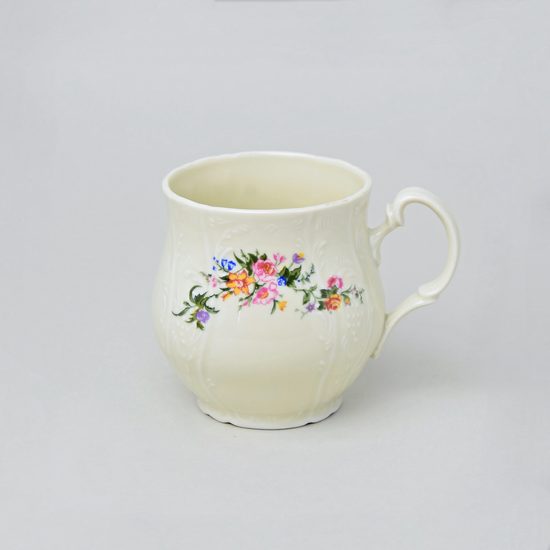 Mug Jonas 0,31 l, Thun 1794 Carlsbad porcelain, BERNADOTTE ivory + flowers