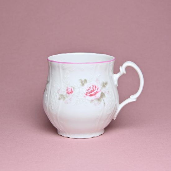 Pink line: Mug Jonas 310 ml, Thun 1794 Carlsbad porcelain, BERNADOTTE roses